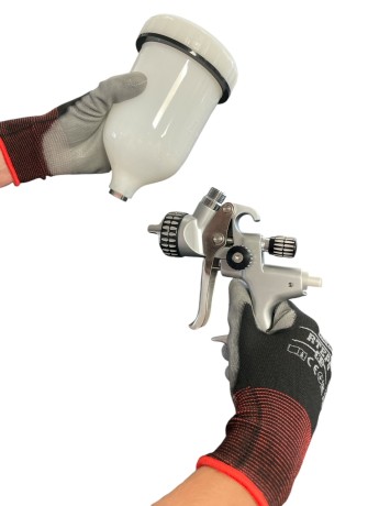 Odkręcony zbiornik górny pistoletu pneumatycznego niskociśnieniowego