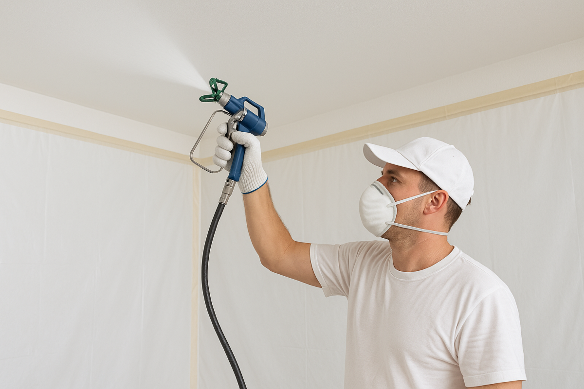 Malowanie sufitu pistoletem malarskim